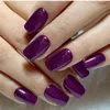 Fałszywe paznokcie 24 sztuk błyszczący ciemnobrązowy prasa na fałszywych paznokci długich płaski sztuczny fałszywy dla projektowania DIY Full Cover Tips Manicure Narzędzie 220225