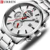 Curren Mode Casual Sports Montres Mens Luxe Quartz Montre En Acier Inoxydable Chronographe Et Date Lumineux Mains Montre-Bracelet Q0524