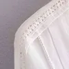 Кружева лоскутная белая блузка женщины v шеи batwing рукава сыпучие льняные рубашки женские асимметричные вскользь дамы топы blusas 210515