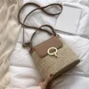 Evening Bags Small Straw Bucket For Women 2021 Summer Crossbody Lady Travel Purses And Handbags Female Shoulder Messenger Bag