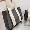 Saco de compras de designer de alta qualidade Woody Tote bolsa feminina ombro praia linho lona mini bolsas médias grandes bolsas 9