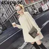 Sweaters&Jumpers Pullovers Full Turtleneck White Tops Lace Up Waist Knitted Jacket Thick Loose Retro Casual Elegant Knitwear 210610