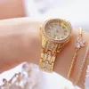 Kobieta zegarków 2021 Słynna sukienka Top Gold Diamond Złoty zegar kwarcowy damskie nadgarstki