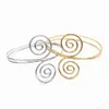 Gold Griechische Mode Retro Armband Oberarmmanschette Armbinde Festival Braut Verstellbares Doppeltes Offenes Ende Spiralmuster Armband Q0719