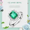 Wedding Rings Luxury Simulation Emerald Tourmaline Rektangulär Lace Ladies Ring Inlagda Zircon Öppna Justerbara Kvinna Finger Smycken