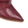 Bottes de Cowboy occidentales brodées classiques pour femmes, chaussures en cuir à talons hauts, mi-mollet, 211105 GAI GAI GAI
