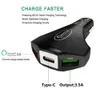 Comincan Car Charger Mini 2USB ports Quickcharge 3.0 with Type-C Safety Emergency Hammer Fast car Charger Adapter