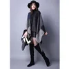 Women's Sweaters 2021 Autumn Winter Cardigan Women Thick Warm Plaid Poncho And Wrap Plus Size Knitted Pashmina Cashmere Cape MY23