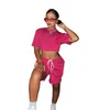 Zomer Jogger Suits Dames Trainingspakken Korte Mouw T-shirt Crop Top + Shorts Broek Tweedelige Set Plus Size 2XL Casual Running Outfits Letters Sportswear 5071