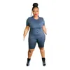 Plus Größe 3X 4X 5XL Frauen Trainingsanzug lässig zweiteilige Hose einfarbig Sweatsuits Sport Jogger Anzug Kurzarm T-Shirt + Shorts Sommer Outfits 5172