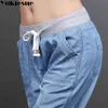 Wysoka talia dżinsy kobieta luźna elastyczna talia dorywczo miękkie denim spodnie harem kobiet dżinsy damskie spodnie plus rozmiar S-4XL jeanse femme 210519