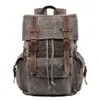 New Vintage Men Large capacity Oiled Leather Canvas Backpacks School Bags Teenagers Laptop Backpack Duffel Bag