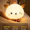 Deer LED Night Light Touch Sensor RGB Desk Table Lamps USB Rechargeable Silicone Bedroom Bedside Lamp for Children Kids Baby Gift