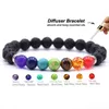 7 Chakra Braccialetti con perline di pietra lavica naturale Oli sentiali Diffusore Charms Bracciale Yoga per gioielli da uomo e donna