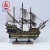 Luckk 24cm手作りレトロなサンタマリア船モデル地中海風ホームインテリア装飾木製工芸品クラシックルームヨットの装飾品210727