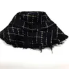 Women Plaid Tweed Bucket Hat With Gold And Silver Lurex Ladies Girls Black Checks Hats Raw Edges Female Warm Winter Wide Brim1688026