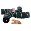 Små djur levererar vikbar husdjur katt tunnel 5 hål tube hopfällbar lek leksak s-typ inomhus utomhus kitty valp träningsleksaker