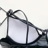 Damskie stroje kąpielowe pu solidne seksowne bikini zestaw kobiet pływackich moda czarny kostium kąpielowy dwuczęściowy plaż