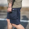 Maden Navy P44 Cargo Joggers Shorts Hombres Trabajo suelto Algodón Bolsillo más grande Pantalones cortos tácticos Monos ocasionales Ropa de hombre 210716