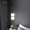 Chandeliers Modern Minimalist White Ball Glass Chandelier Lights Art Design Metal Paint Black LED Lighting Bedside Decor Light Lamps