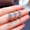 Moissanite Ring Real 925 여성을위한 Sterling 실버 쥬얼리 결혼 기념일 선물 05CT 1CT 2CT 실험실 다이아몬드 인증서