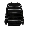 HLBCBG pasek z długim rękawem czarny sweter z dzianiny damskie topy jesień o-neck krótki sweter casual skoczek pull femme 211011