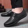 Echtes Leder Männer Casual Schuhe Luxus Marke Formale Business Herren Loafer Atmungsaktive Slip auf Männliche Fahren Schwarz 22044