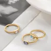 Anelli di cristallo quadrati multicolori geometrici minimalisti per le donne Fashion Party Twisted Gold Metal Thin Finger Rings Jewelry Gifts