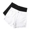 Summer Women Black White Hole Denim Shorts Vintage Female High Waist Stright Slim Tassel Solid Color Jeans 210430