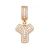 Мужчины хип-хоп стиль 18K позолоченный квадратный шарм CZ микропропуги алфавит ожерелье подвеска