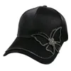 Winfox moda siyah rhinestone kelebek beyzbol şapkası kadınlar snapback hip hop güneş hat3113132