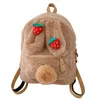 Vinter söt faux päls ryggsäck kanin öra kvinnor resa axelväskor mode plush bagpack ryggsäck skolväska för tjejer bg404 y1105