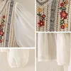 Lucykever Vintage Haft Kwiatowe Koszule Neck Dla Kobiet Letnie Patchwork Hollow Out Dzianina Bluzka Eleganckie Ruffles Woman Tops 210521