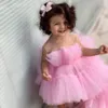 Glitz bollklänning Princess Little Girls Pageant Dresses Fuchsia Little Baby Camo Flower Girl Dresses With Beads326d