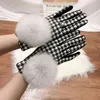Women's Cashmere Gloves Ladies Touch Screen Furry Fur Ball Plaid Wool Driving Glove Female Mittens S2267 220113