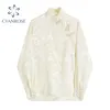 Summer Vintage Chinese Style Floral Print Chiffon Top Women's Shirt Cheongsam Half High Collar Long Sleeve Lady 210515