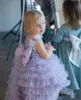 Cute Lavender Sparkly Cekinowe Kwiat Ball Girl Dresses Princess Formalna Sukienka Komunikacja Suknia ślubna