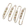 Pins, broscher Sweater Shawl Clip Double Faux Pearl Shirt Pin Knappar Kristall Waist Pants Extender Safety Pins for Women c1fe