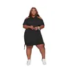 カジュアルドレスXL-5XL 2022サマープラスサイズのドレス女性服ファッションソリッドストラップレス短袖