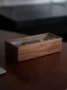 Boîtes à montres Cas de luxe en bois support de stockage boîte d'affichage organisateur rétro cercueil en bois massif verre transparent 5 épitopes montres cas