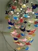 Murano-Farbglas-Schmetterlings-Hängelampe, große Hotel-Lobby, LED-Treppenhaus-Kronleuchter, Projekt, individuell, jede Größe, Lichtkunst-Designer
