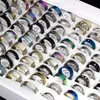 wholesale 50pcs Top Mix Lot men women fashion stainless steel rings Wedding Band Finger Ring Trendy Jewelry