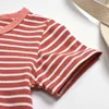 Baby Boy Stripe Short-sleeve Jumpsuit 210528