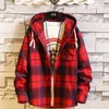 Plaid stijl herfst lente 2021 met hoodie heren hiphop punk shirt flanel casual mode kleding heren shirts