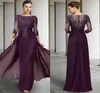 2023 Purple Vintage Purple Mãe de Vestido de Noiva Apliques de lantejoulas Mangas madrinha Vestidos de festa de casamento Robe de Soiree