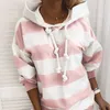 Streep vrouwen sweatshirt met een kap druppelde schouder lange mouwen hoody hoody vrouwelijke casual herfst losse dames hoodies 210909