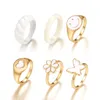 Punk Vintage Butterfly Heart Smile Rings Set Women Ins Style Colorful Love Rings Cute Finger Rings for Girls Jewelry Gifts