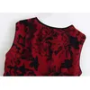 T-shirts imprimés floraux de style chinois Femmes Mode O Cou Tops Dames élégantes T-shirts courts sans manches 210531