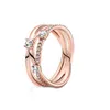 2021 Mother039s Dag Rose Vergulde Ring 925 Sterling Zilveren Sieraden Fonkelende Triple Band Ringen Voor Vrouwen 189400C015477318
