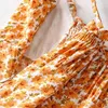 Retro Yaz Kadın Elbise Backless Fırfır Güneş Plaj Maxi Uzun Casual Kolsuz Boho Tatil Dres Vestidos 210427
